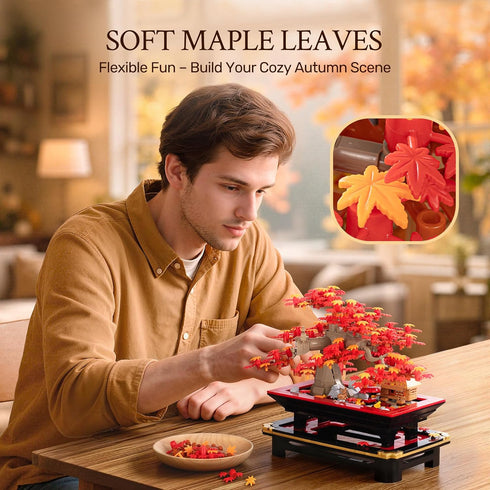 Set 900 Set Wise Block Japanese Red Maple Bonsai Tree Building Toy for Adults - Pcs Artificial Bonsai Tree Building