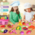 100 Set 2 Pcs Play Food for Kids Kitchen, Pretend Food Toy for Toddlers, Play Kitchen Toys Accessories with Baskets