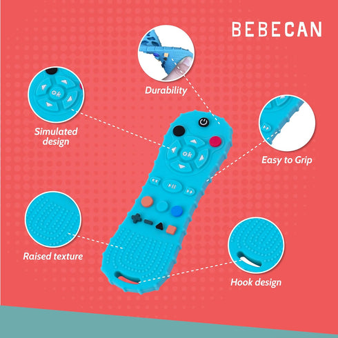 3-24 BEBECAN Silicone Remote Teething Toy for Baby Safe Rubber Remote Chew Toy for Baby Months, TV Remote Baby Toy