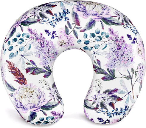 Set Purple Floral Nursing Pillow Cover, Nursing Pillowcase for Baby boy or Baby Girl Ultra Soft Neutral Crib Fitted
