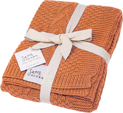 Knit Baby Blanket in Cable Pattern, Organic Cotton Blankets for Crib or
