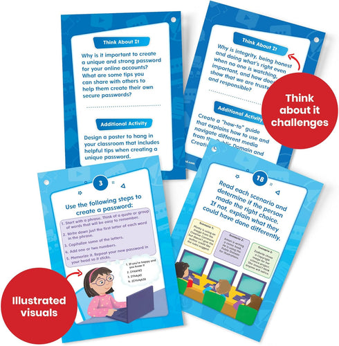 hand2mind 8+, 8-12, Digital Citizenship Intermediate Task Cards, Ages Computer Science & Technology for Kids STEM