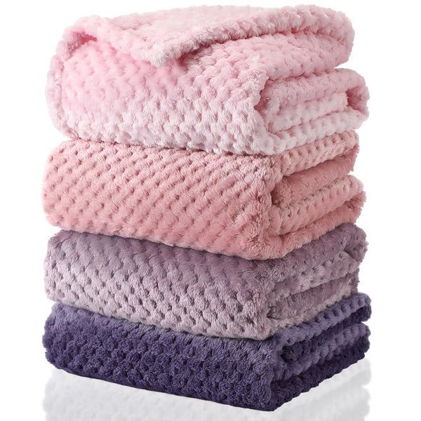 Frienda 4 Pcs Baby Fuzzy Blanket Fluffy Baby Blanket for Boys Girls