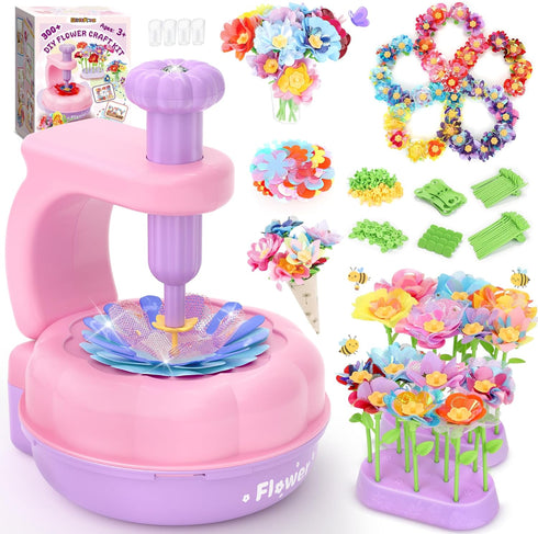 GirlsHome 300+PCS Fabric Flower Bouquets Toys, DIY Flower Making Kit for Kids,