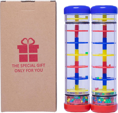2 Pack 8 Inch Rain Sticks for Kids, Sensory Toys for Toddlers 1-3, Rainmaker Wobble Toys for Babies