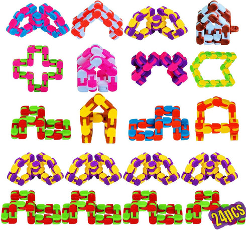 24PCS Wacky Tracks Fidget Toys, 11 inch Sensory Snake Chains for Autism