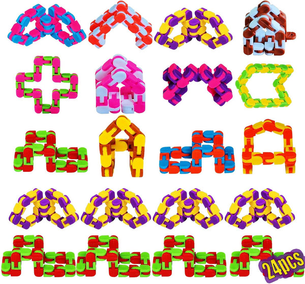 24PCS Wacky Tracks Fidget Toys, 11 inch Sensory Snake Chains for Autism