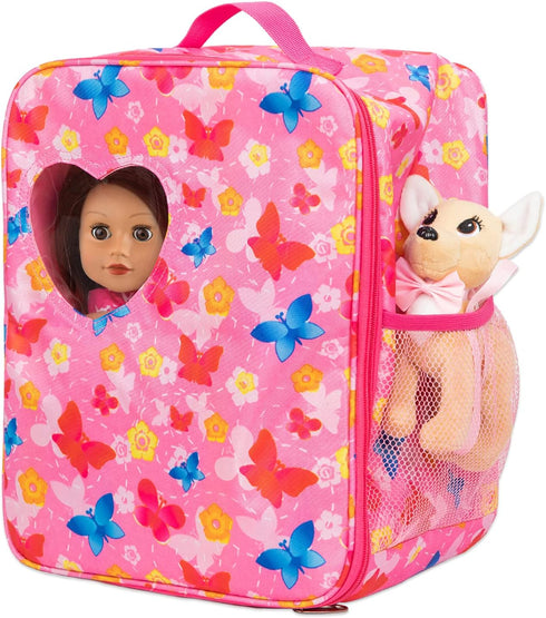 18 Inch Backpack 18 Inch ZITA ELEMENT Girl Doll Butterfly Design Carrier Bag with Clothes and Accessories Including
