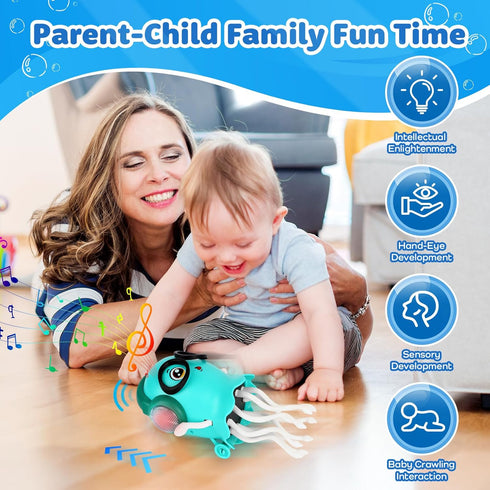Diakud 6-12 Tummy 1st 1 2 3 4 5 6 1-3 Dancing Jellyfish Babies Toy Music Crawling Octopus Months Time Toys Magic