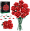 QIFUN Red Roses Flower Bouquet Building Sets, 670Pcs Artificial Flowers Building Blocks Compatible