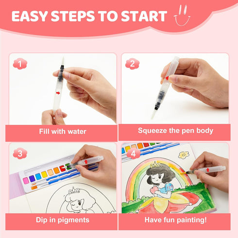 Sets 3-5 4-8, 24 Paint with Water Coloring Books for Toddlers - Watercolor Painting Book for Kids Ages Pages Total DIY