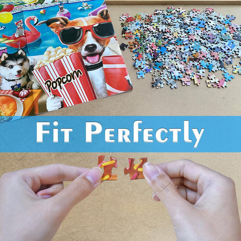 HUADADA Jigsaw Puzzles 1000 Pieces for Adults, Fun at The Amusement Park Dog Puzzles for Adults and Kids Unique Shape Pieces Funny Puzzles (27.56" x 19.69")