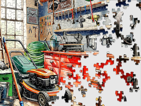 1000 Springbok Tool Man's Garage Piece Puzzle for Adults - Colorful Garage Filled with a Handyman's Gear