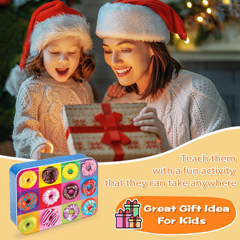 LELEMON Donut Puzzle for Kids Ages 4-8, 100 Piece Jigsaw Puzzles in Metal Box, Educational Fun for Girls and Boys