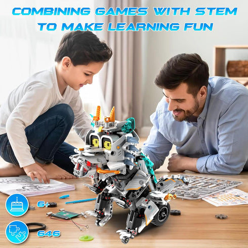 QHECTTY 6-14, 3in1 646 Set STEM Building Toys for Kids Remote & APP Controlled STEM Dinosaur Motorcycle Robot Building