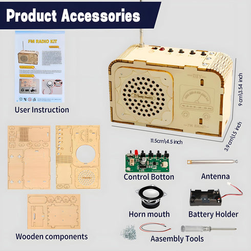 Nautydaddy 8-13, 3D 8-12+ FM Radio Kit, STEM Toys for Ages DIY Wooden Puzzle to Build a Working FM Radio, Educational