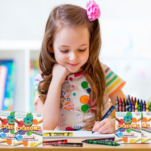 Packs, 24 Sets 8 Packs (192 count), 3+ ArtCreativity Bulk Crayon of of Crayons Classroom Crayons for Students