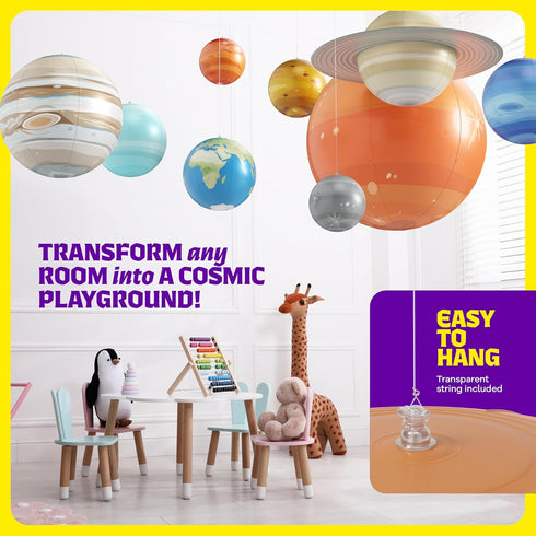 5-7 6-8 8-12 Dan&Darci Inflatable Solar System Planets for Kids - Science Toys - Boys Room Decor Ceiling - Space