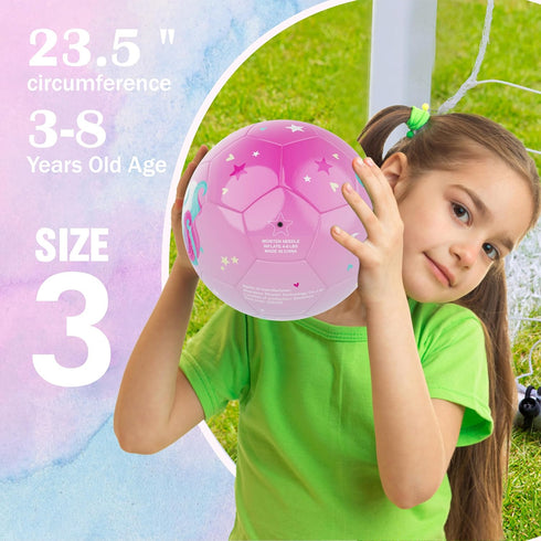 Soccer Ball Size 3 - Kids Soccer Ball for Girls & Boys with Pump, Indoor Outdoor Sport Gift for Toddlers