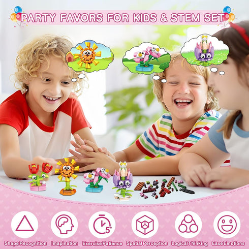 36 Packs Set, Set, IMCUAMK Valentines Party Favors Building Blocks, Ideal for Kids Classroom Exchange, Flower Bouquets