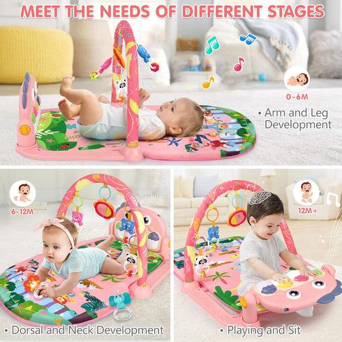 UMIKU Tummy 0-6 6-12 Baby Play Mat Baby Time Mat Activity Center for Newborn Infant Piano Play Gym Mat Music & Light