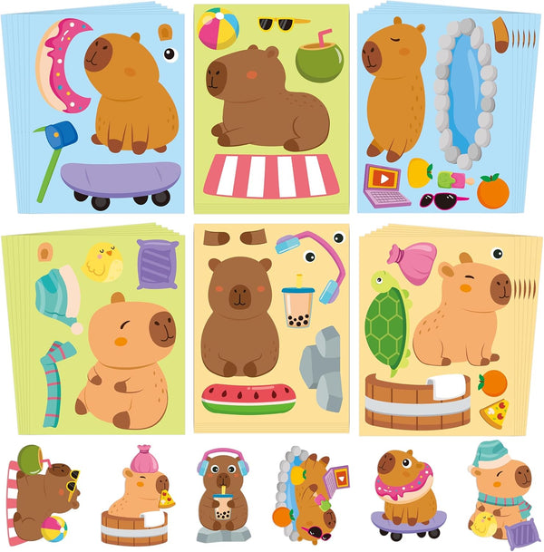 CY2SIDE Capy Face Stickers Sheets - 36PCS Cute Cartoon Animal Make a