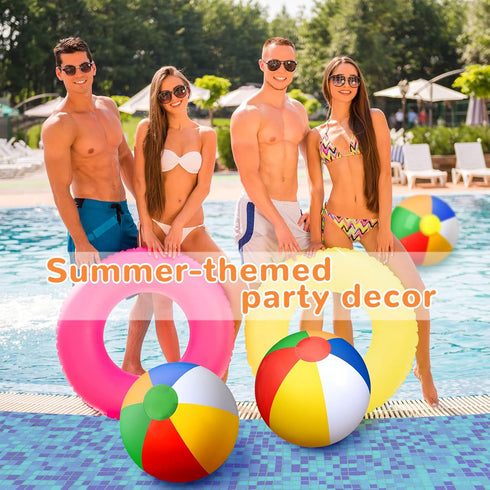 Honoson 30 Pieces 20 Inch Inflatable Beach Balls - Large Blow Up Pool Game Toys for Summer Swimming Parties