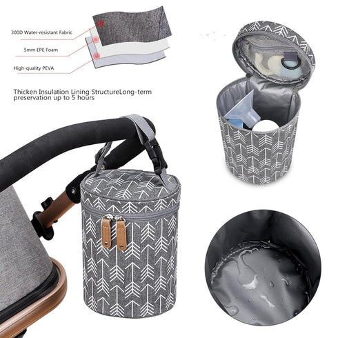 Wedhapy 5.5x7.5 Inch Breastmilk Cooler Breastmilk Storage Bag Cylindrical Cooler Bag with Zipper Closure & Adjustable