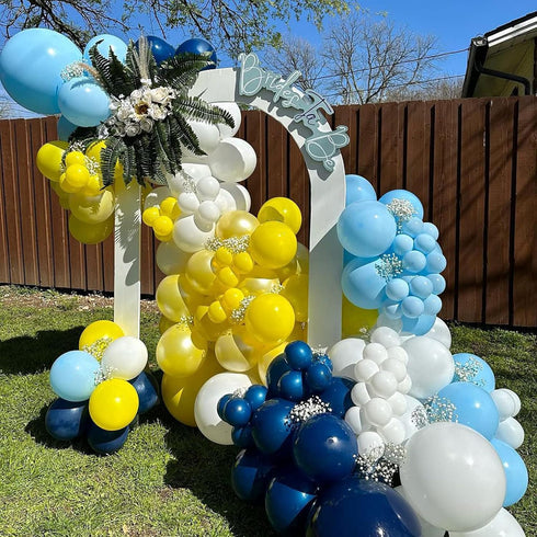 FOTIOMRG 110pcs 18 12 10 5 inch Pack Light Blue Balloon Garland Arch Kit, Light Blue Latex Balloons Different Sizes