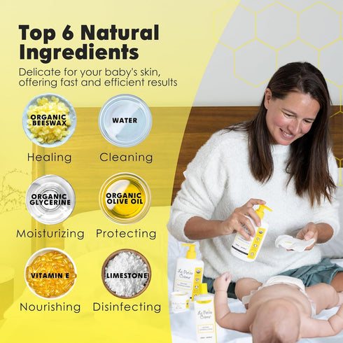 French Premium Diapering Lotion - Gentle Moisturizer & Skin Cleanser, Diaper Cream Alternative (20 oz)
