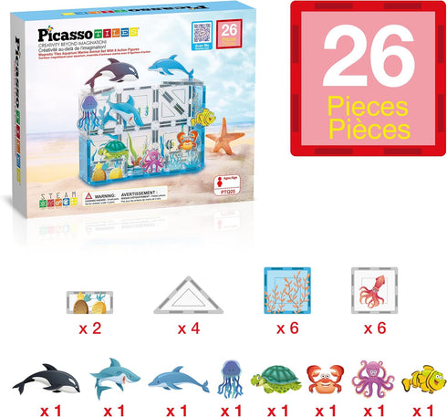 Set 8 3+ PTQ25 PicassoTiles Magnetic Tiles Magnet Tile Building Blocks Marine Animal World Themed with Ocean Character