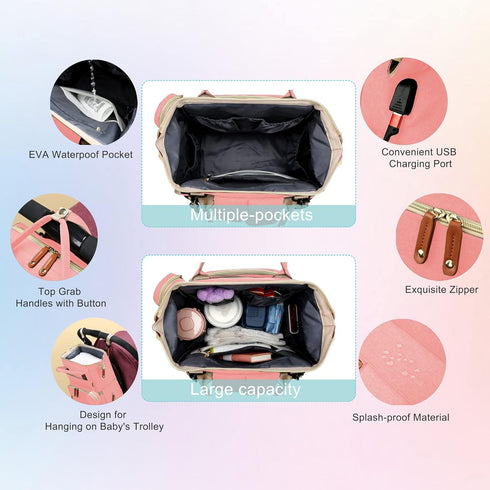 SALIFA Backpack Backpack Mommy Diaper Bag with Changing Station, Baby Diaper Bag, Large Diaper Bag, Waterproof