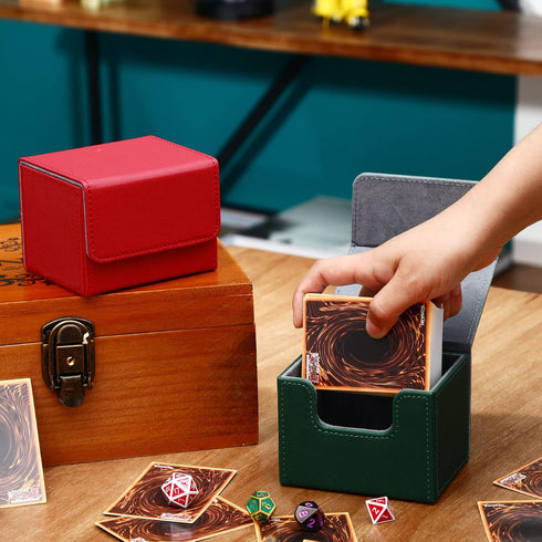 Weewooday 5 100 5 Pcs Leather Deck Card Boxes Large Size Deck Game Holder Storage Box Fit Plus Sleeved Cards Compatible