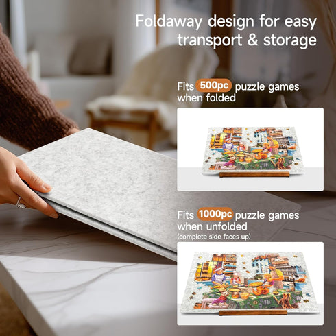 3 1000 Tektalk Foldable Jigsaw Puzzle Board with Angle Adjustable Bracket/Stand, Lightweight Portable Puzzle Mat