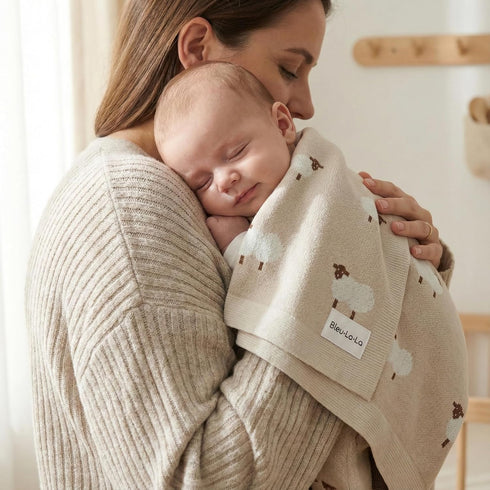 100% Cozy Baby Swaddle Blanket - Luxury Cotton Knit Soft Lightweight Unisex Receiving Stroller Quilt Blanket for Shower
