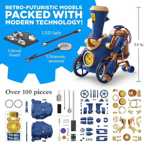 2-in-1 2 8+ 12+ Thames & Kosmos TrainBots: STEAM Maker Kit | Build Steampunk Robots w/LED Lights | Explore Robots