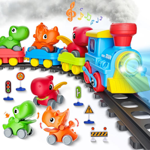 Train Set for Toddlers w/Steam, Music & Lights - Electric Train Toys
