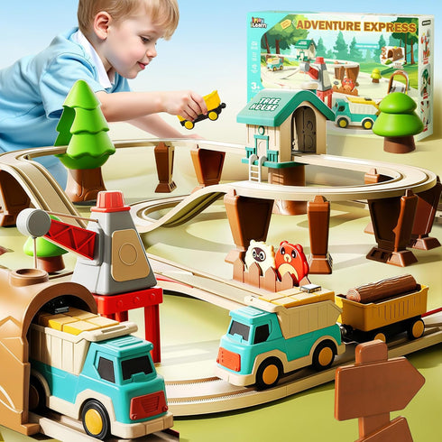 iPlay, iLearn 62PCS Kids Construction Track Toy Train Set, Electric Motorized Magnetic