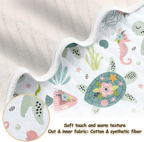 KICPOAY 30x40 Inch Swaddle Blanket for Turtle Sea Horse Baby Receiving Blanket Muslin Baby Swaddles Soft Cotton