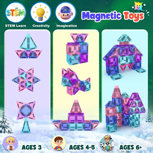 3 4 5 6 7 8+ Soyee Magnetic Tiles Toddler Toys Travel Essential Games Magnet Building Blocks STEM Sensory Educational