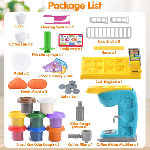 Sets 2-4 4-8, Sets, Set 8 Color Dough for Kids Play Kitchen Creation Cafe Dough Toy Color Dough Tools, Coffee Maker
