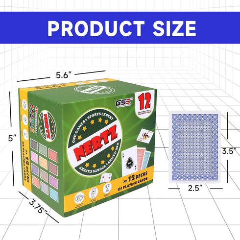 GSE Nertz Card Game, 12-Deck Standard Playing Cards Bulk with 12 Unique Colors, Multiplayer Solitaire Cards