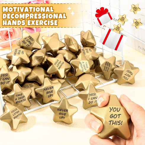 72 1.6 Inch DEEKIN Pieces Star Stress Balls Mini Foam Ball Stress Relief Toys for Teens, Adults, Student Prizes, Party