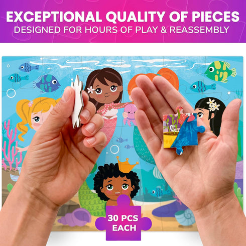 QUOKKA Puzzles for Toddlers 3-5: 4 x 30 Pieces Learning Jigsaw Puzzles for Kids Ages 2-4, Educational Toys