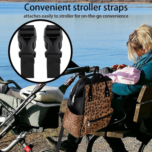 Hsnar Backpack Prints Abstract Leopard Waterproof Diaper Bag Large Capacity Baby Bag with Stroller Straps, Multi-Pocket