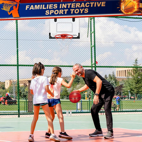 Mini Indoor Basketball Hoop for Door, Over Door Hoop with Large 9 Inch Dunk Rim and 4 Mini Basketballs