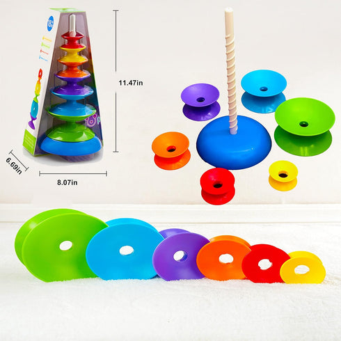 Rainbow Spinning Wheel Toy, Kids Stackable Spinning Toy for Babies and Toddlers, Interactive Learning Toys