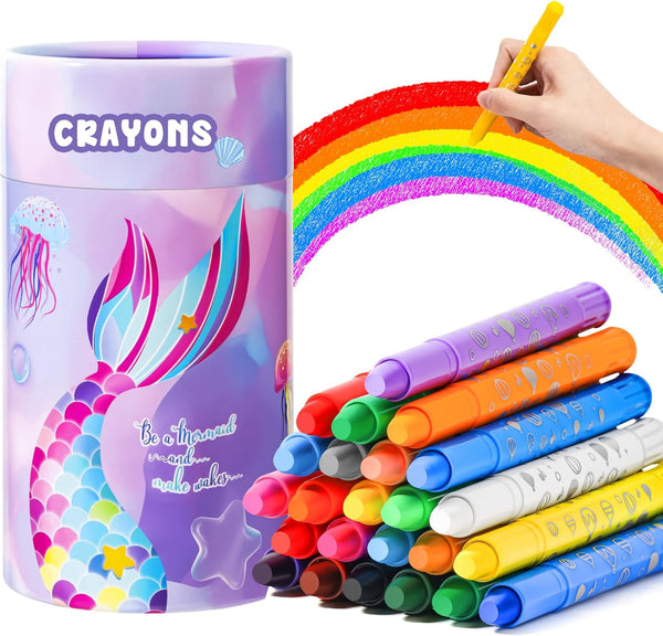 DreamyCandy DreamCandy Twist Crayons for Toddlers,24 Colors Non Toxic Washable Crayons for Kids,Art