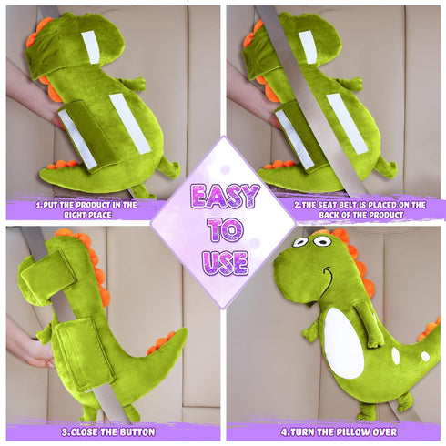 4 Pack Tuanse Car Seat Belt Covers for Kids Seatbelt Pillow Unicorn Dinosaur Baby Car Seat Strap Covers Head Rest
