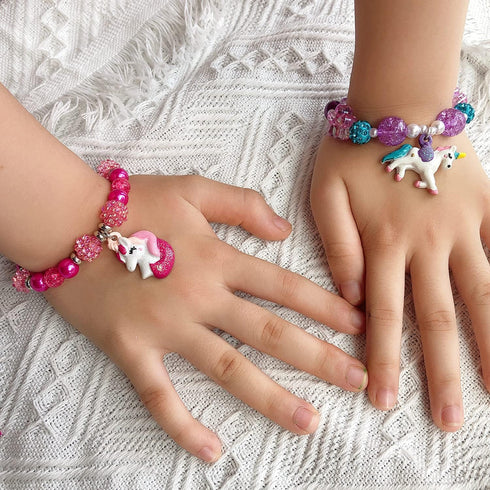 5pcs Little Girl Bracelet, Kids Unicorn Bracelets for Toddlers Teens, Charm Bracelet Gift Box